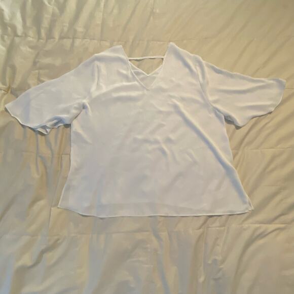 Chicos Tunic 3 XL White Flowy Flutter Sleeve Minimalist Feminine - Picture 6 of 15